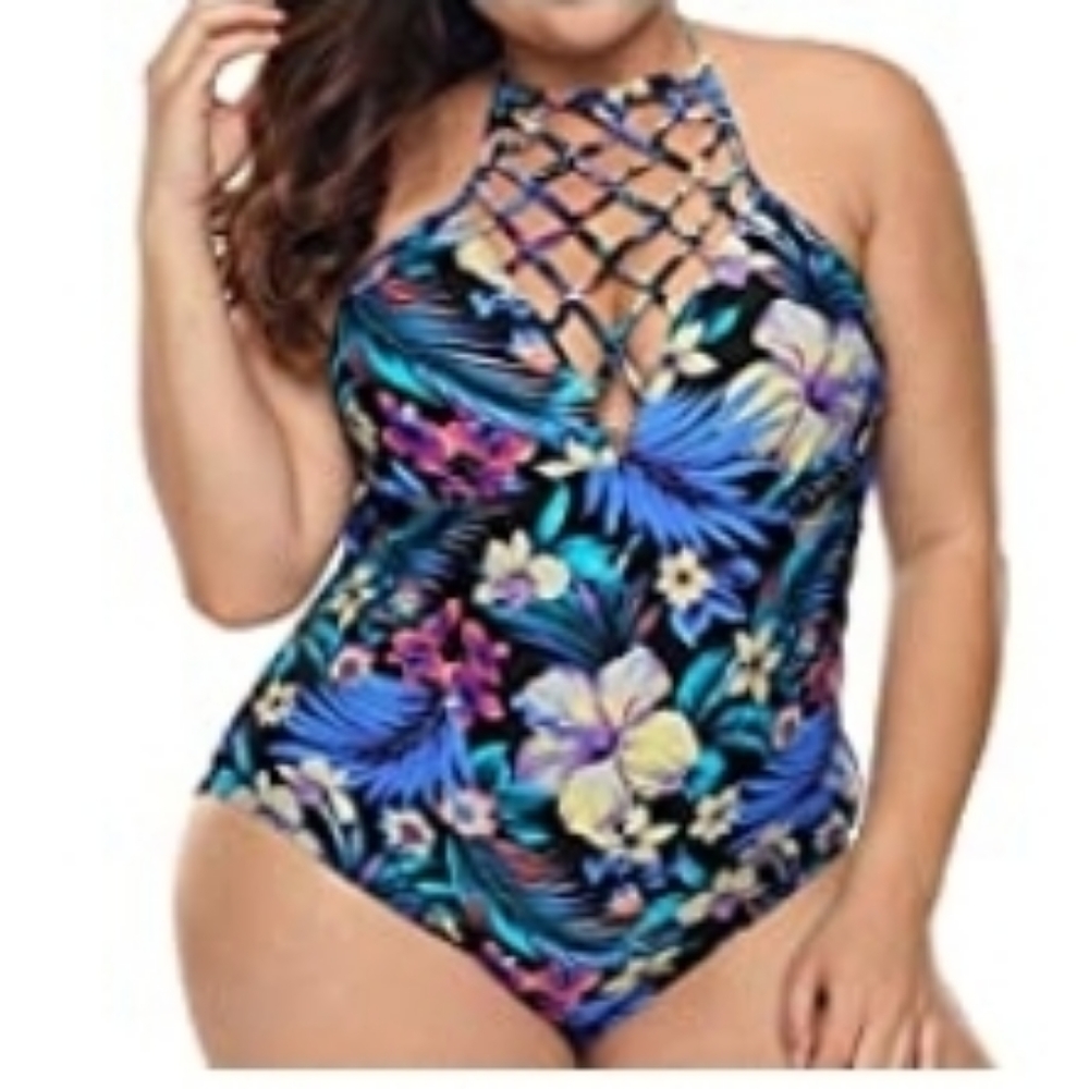Plus size womens halter bathing suit